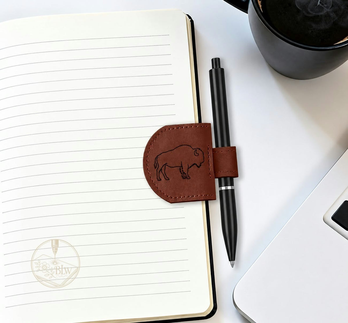 Engraved Magnetic Bookmark with Pen Holder