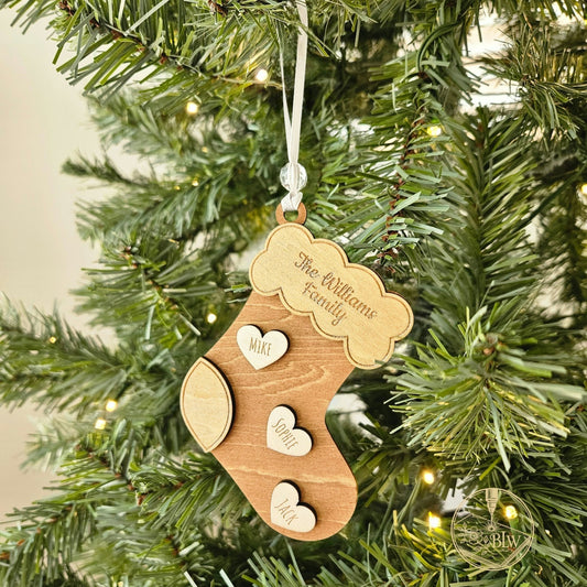 Engraved Family Stocking Ornament