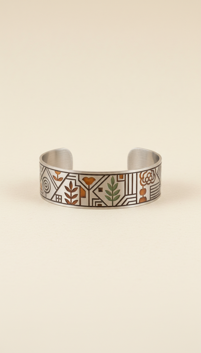 Laser-Engraved Stainless Steel Bracelet