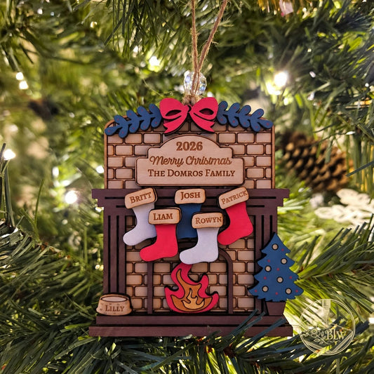 Family Fireplace Christmas Ornament