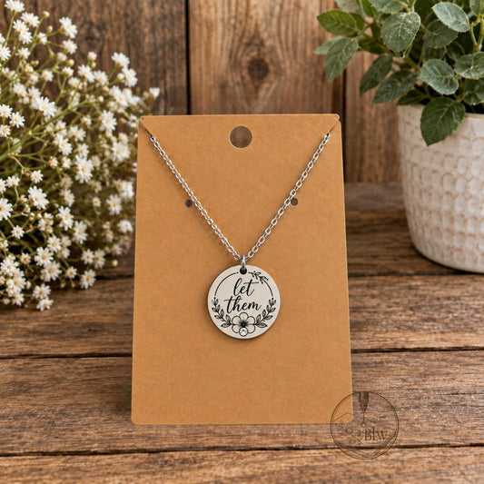 Let Them Floral engraved necklace
